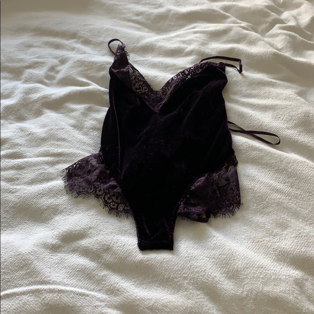Purple velvet and lace teddy